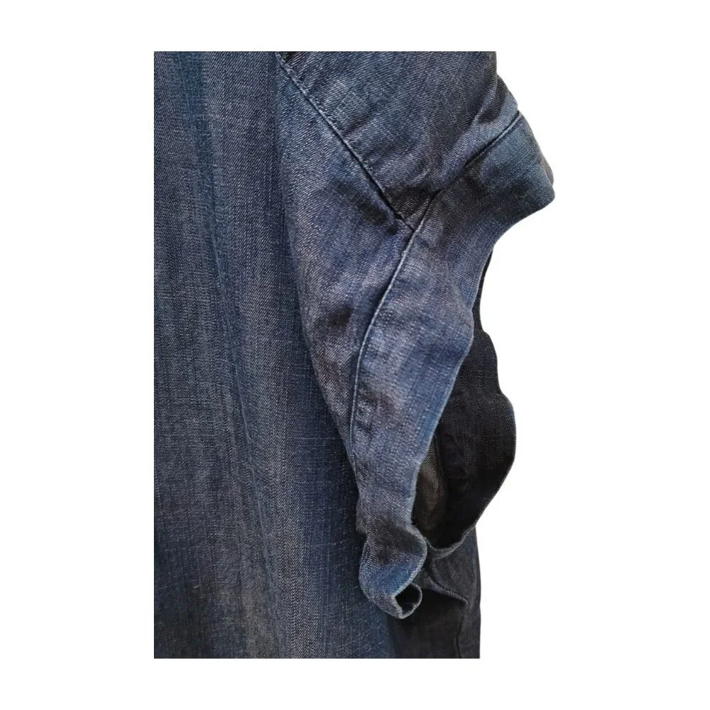 Soft Surroundings Blue Chambray Denim Drop Shoulder Shirt Dress Sz L - Picture 4 of 7